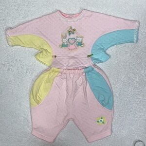 Vintage Baby togs pastel color block friends bubble set 3/6m